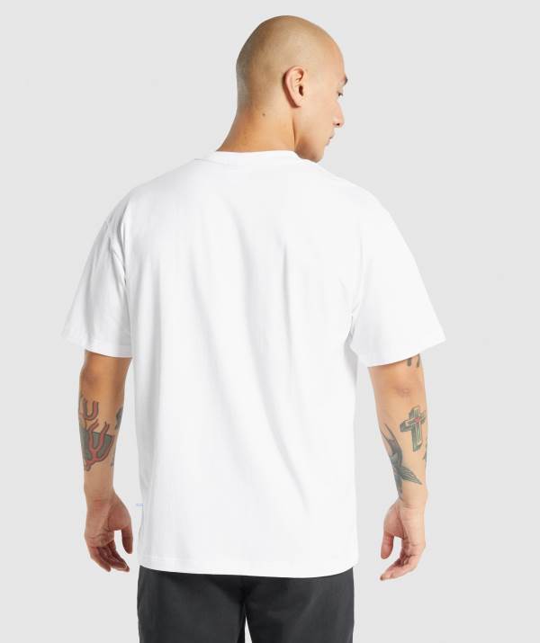 Panske Tricka Gymshark Essential Oversized Biele | YB6705381